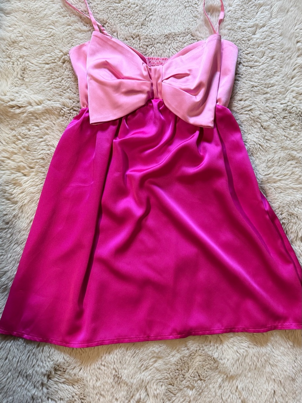 Show Me Your MuMu Pink Two-Tone Bow Mini Dress